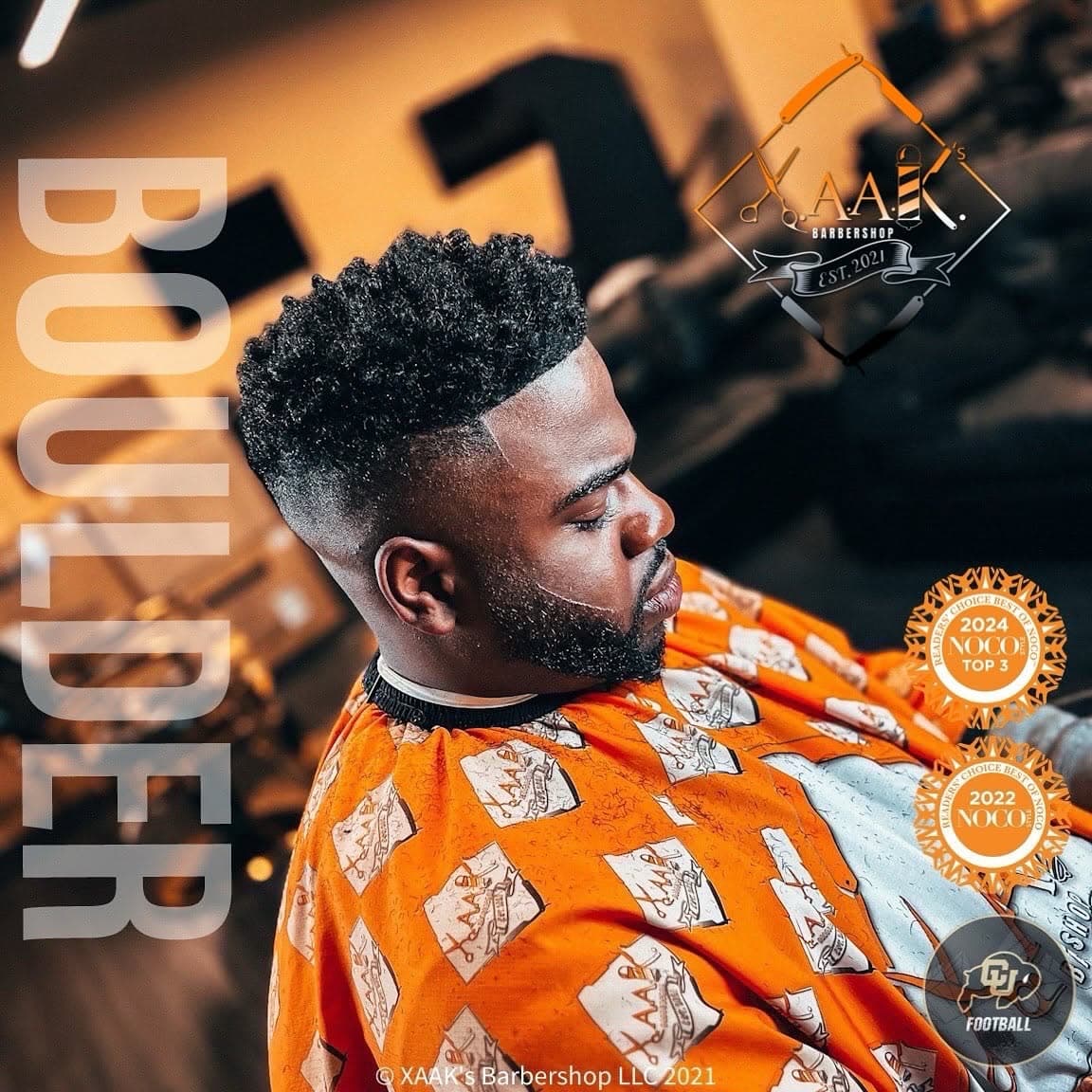 Sharp textured cut with a full beard